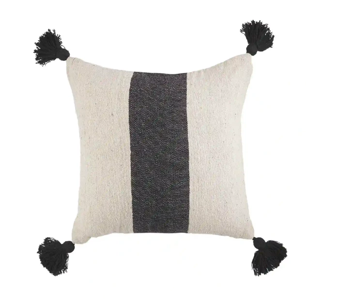 Petals And Blooms Home Decor Black & Cream One Stripped Ponchos Pillow 1 Petals And Blooms Home Decor Black & Cream One Stripped Ponchos Pillow