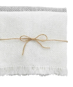 Petals And Blooms Home Decor White & Grey Woven Towel Set Kitchen Essentials