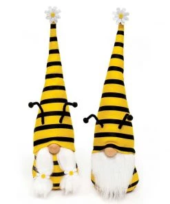 Petals And Blooms Decor Bee Stripe Gnomes | 2 Assorted