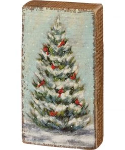 Petals And Blooms Home Decor Christmas Tree With Cardinals Box Sign