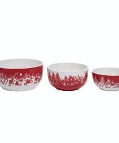 Petals And Blooms Home Decor Red Christmas Village Bowls | 3 Sizes Kitchen Essentials