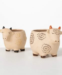 Petals And Blooms Home Decor Vases & Pots Lynden Cow Planters | 2 Assorted