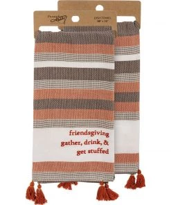 Petals And Blooms Home Decor Friendsgiving: Gather, Drink & Get Stuffed Dish Towel Fall & Halloween Decor