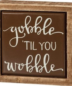 Petals And Blooms Home Decor Fall & Halloween Decor Gobble Till You Wobble Box Sign