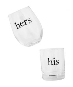 Petals And Blooms Home Decor His And Hers Wine Glass Set