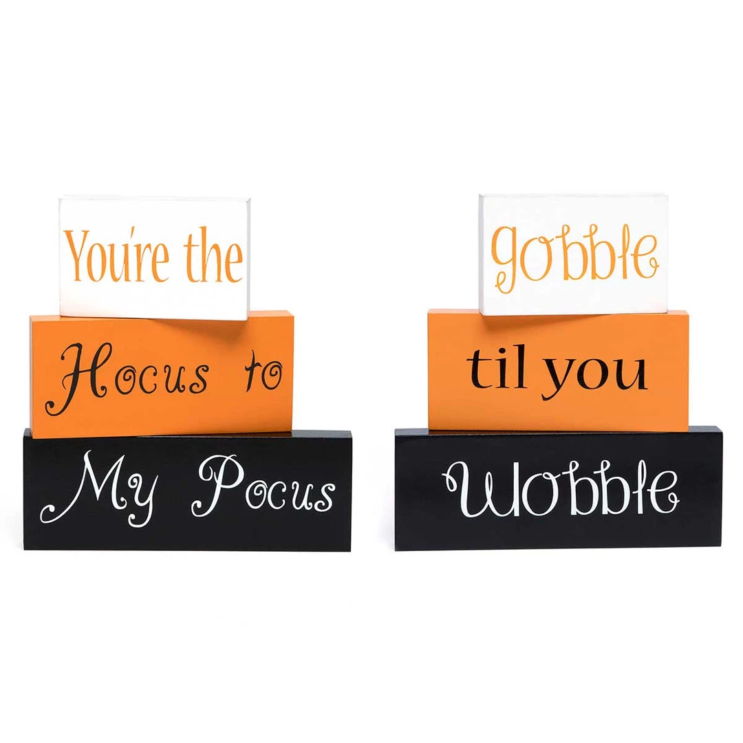 Petals And Blooms Home Decor “You’re The Hocus To My Pocus” & "Gobble Til You Wobble: Double Sided Blocks 1 Petals And Blooms Home Decor “You’re The Hocus To My Pocus” & "Gobble Til You Wobble: Double Sided Blocks