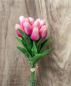Petals And Blooms Decor Real Touch Tulip Bundle | Ombre Pink