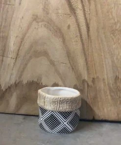 Petals And Blooms Decor Black & White W/ Textured Beige Band Everyday Decor