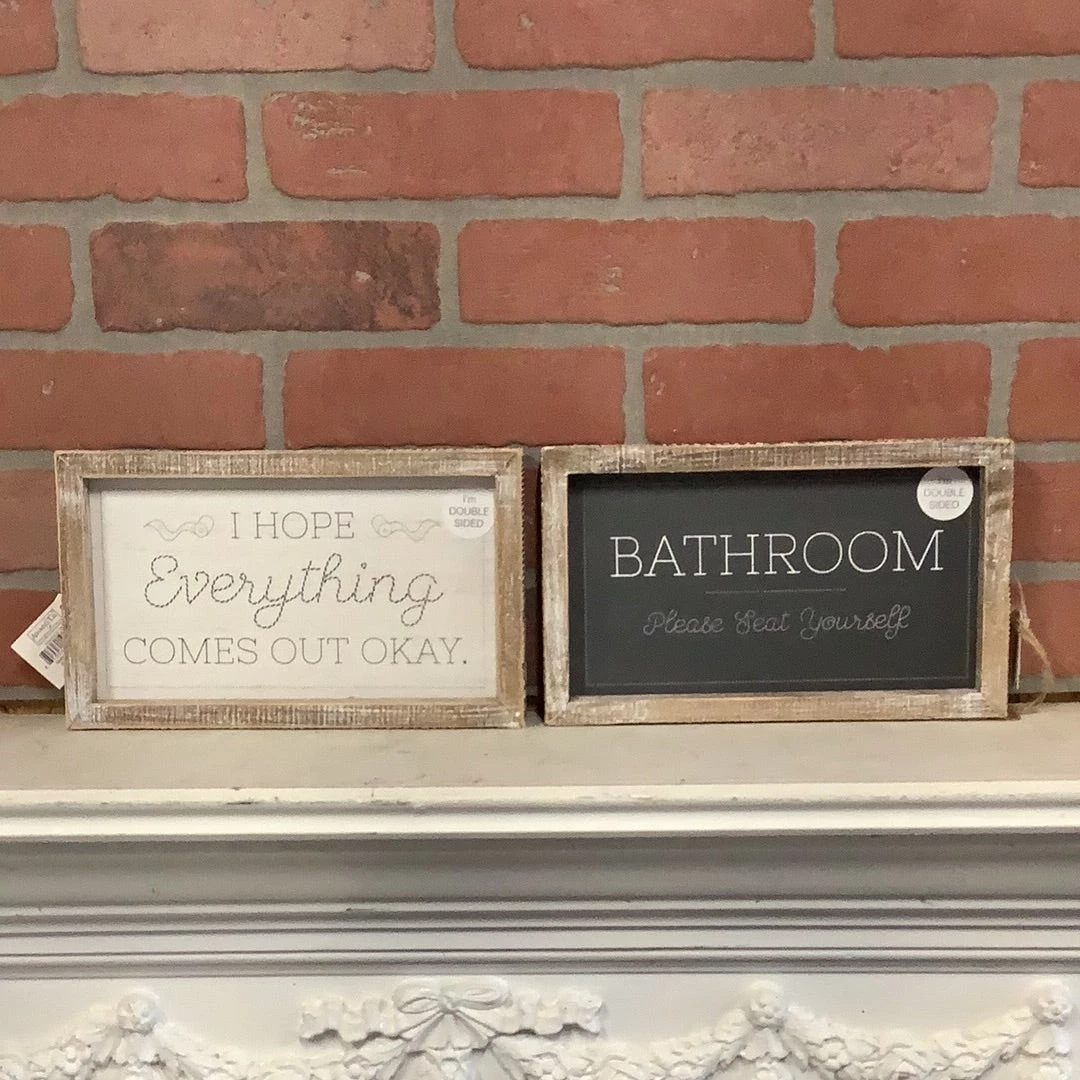 Petals And Blooms Home Decor Double Sided Block Sign “bathroom/everything” Signs + Wall Decor 1 Petals And Blooms Home Decor Double Sided Block Sign “bathroom/everything” Signs + Wall Decor