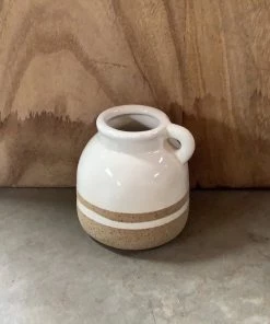 Petals And Blooms Home Decor Vases & Pots Decorative Short Jug With Tan Stripes