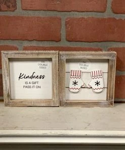Petals And Blooms Home Decor Signs + Wall Decor Gloves/kindness Double Sided Block Sign