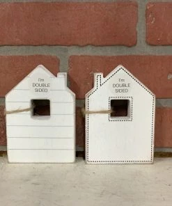 Petals And Blooms Home Decor Wood Chunky Houses (double Sided) | 3 Assorted
