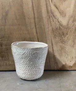 Petals And Blooms Home Decor Basket Weave Pattern Ceramic Pot Vases & Pots