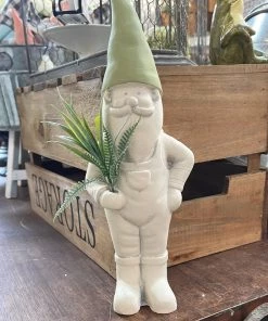 Petals And Blooms Home Decor Concrete Gnomes With Greenery Bouquet | Large