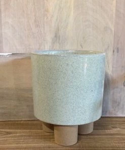 Petals And Blooms Decor Light Green Pot With Black Specs With Legs