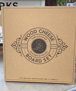 Petals And Blooms Home Decor Charcuterie & Wood Accessories Wood Cheese Board Set - Cardboard Gift Book