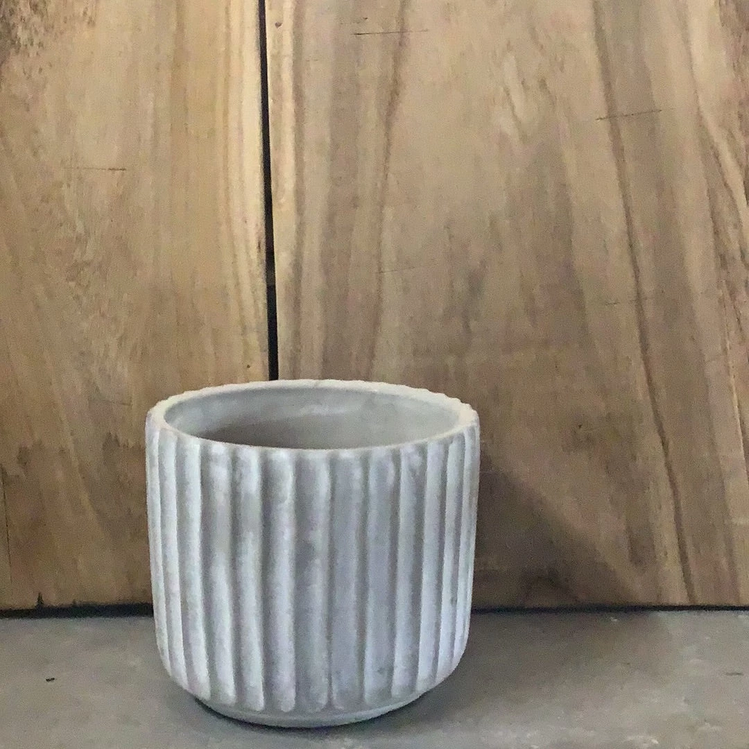 Petals And Blooms Decor Grey Clay Pot With Line Design 1 Petals And Blooms Decor Grey Clay Pot With Line Design