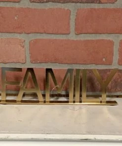 Petals And Blooms Home Decor Table Top Decor FAMILY Or HOME Gold Metal Tabletop Sign