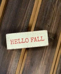 Petals And Blooms Home Decor Hello Fall Small Block Sign Fall & Halloween Decor