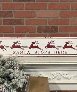 Petals And Blooms Home Decor Santa Stops Here Metal Sign
