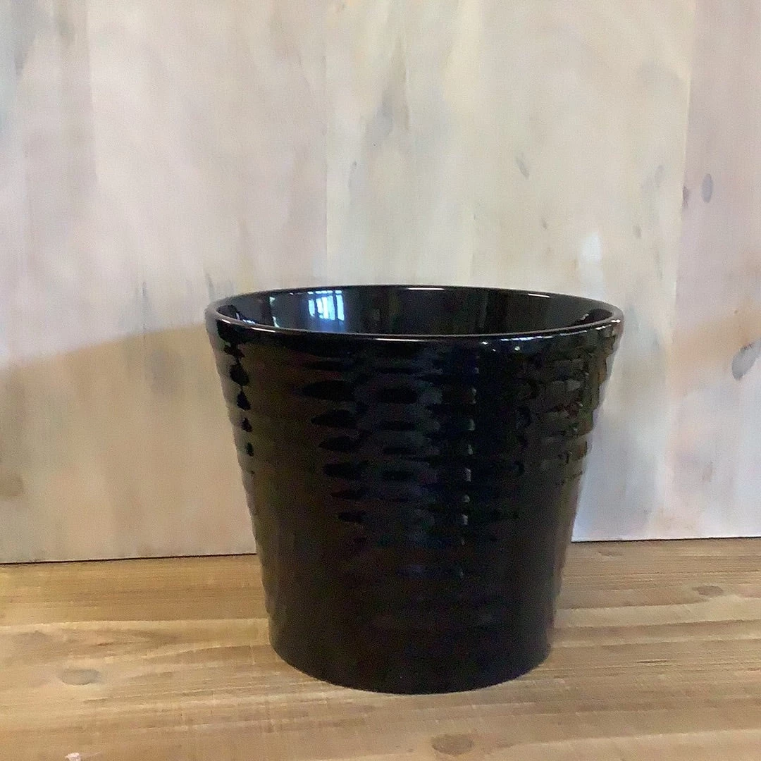 Petals And Blooms Decor Large Black Glossy Ribbed Pot Everyday Decor 1 Petals And Blooms Decor Large Black Glossy Ribbed Pot Everyday Decor