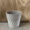 Petals And Blooms Decor Cream Pot W/ Lattice Line Design | Small