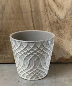 Petals And Blooms Decor Cream Pot W/ Lattice Line Design | Small