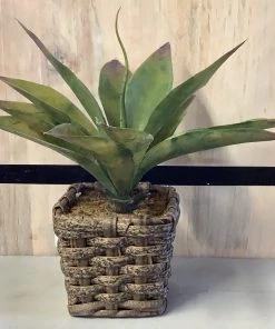 Petals And Blooms Home Decor Greenery + Floral Brown Whicker Basket With Faux Plant