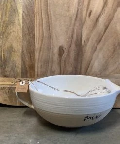 Petals And Blooms Home Decor Stoneware Mixing Bowl W/ Whisk Set