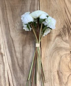 Petals And Blooms Home Decor Greenery + Floral Mixed White Flowers Bundle 16IN