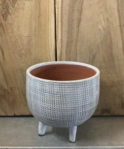 Petals And Blooms Decor White Terracotta Round Pot W/ Legs