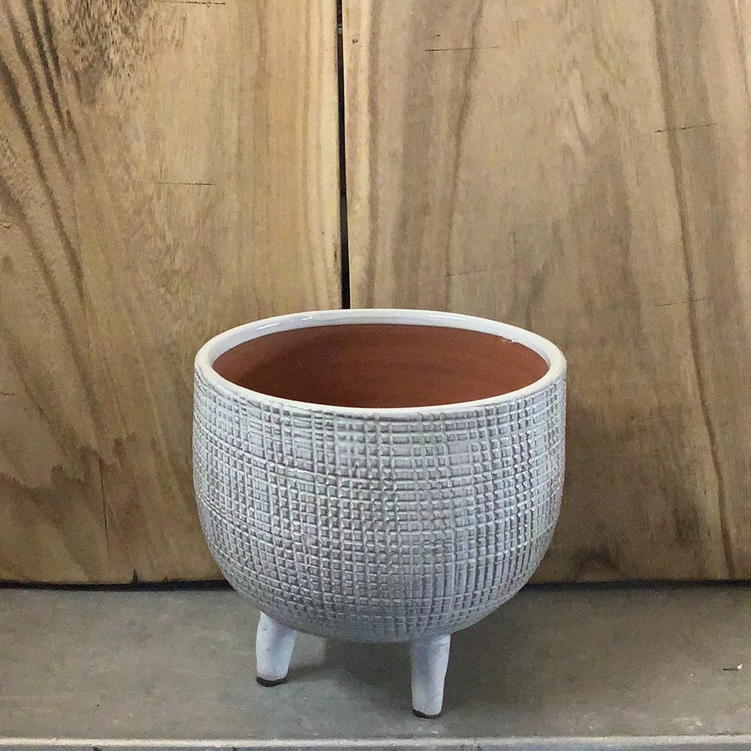Petals And Blooms Decor White Terracotta Round Pot W/ Legs 1 Petals And Blooms Decor White Terracotta Round Pot W/ Legs