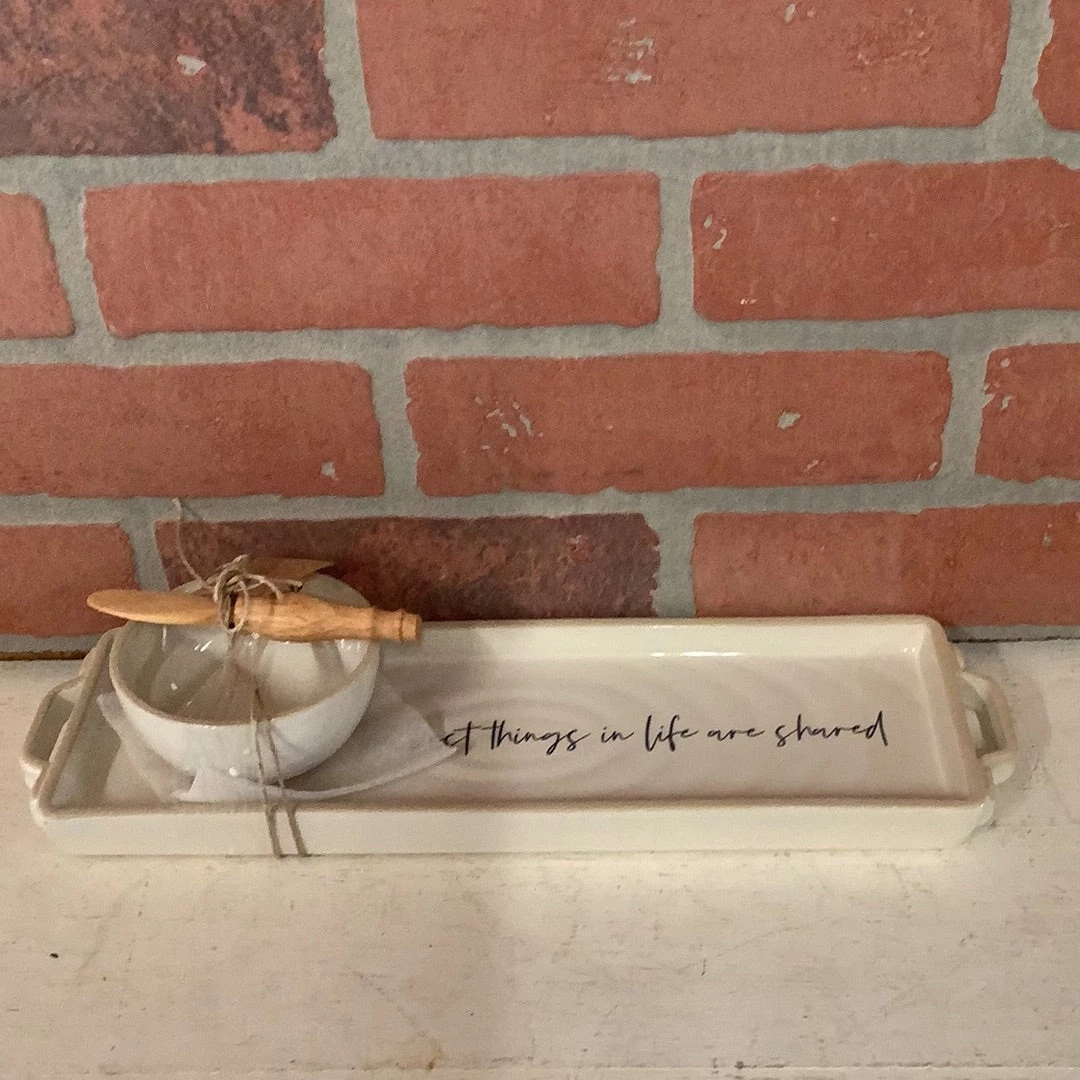 Petals And Blooms Home Decor Stoneware Dip & Tray Set 1 Petals And Blooms Home Decor Stoneware Dip & Tray Set