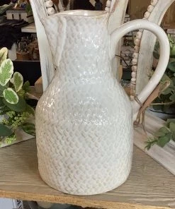 Petals And Blooms Decor Weaved Design Stoneware Jug