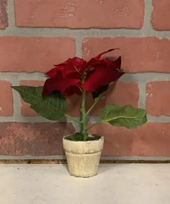 Petals And Blooms Home Decor Greenery + Floral Potter Red Poinsettia