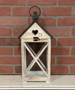 Petals And Blooms Home Decor Table Top Decor Wood Lantern With Heart | Large