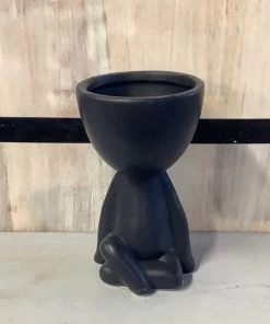 Petals And Blooms Decor Black Pot Body Shape | Large