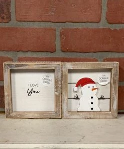 Petals And Blooms Home Decor Snowman/“I Love You” Double Sided Block Sign Signs + Wall Decor
