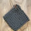 Petals And Blooms Home Decor Faded Grey Crocheted Pot Holder With Leather Loop