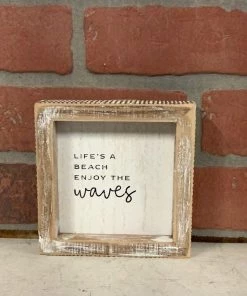 Petals And Blooms Home Decor Block Sign “life’s A Beach Enjoy The Waves Signs + Wall Decor
