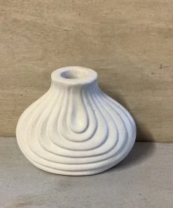 Petals And Blooms Home Decor Everyday Decor White Stoneware Tapered Candle Holder W/ Petals