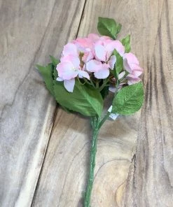 Petals And Blooms Home Decor Greenery + Floral Pink Hydrangea Stem 15IN