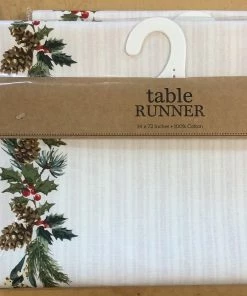 Petals And Blooms Home Decor Christmas Decor Boughs Of Holly Embellished Table Runner | 14”x72”