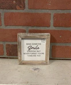 Petals And Blooms Home Decor Double Sided Smile/Santa Block Sign Signs + Wall Decor