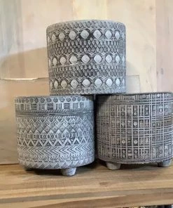 Petals And Blooms Home Decor Grey & Black Aztec Pots
