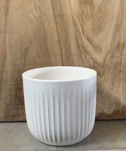 Petals And Blooms Decor Large White Pot With Line Design Downward