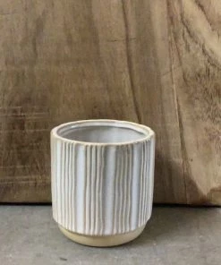 Petals And Blooms Decor X-Small Beige Pot With A Downward Line Design Everyday Decor