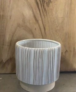 Petals And Blooms Decor Everyday Decor Beige Pot With A Downward Line Design