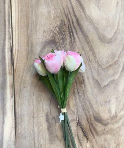 Petals And Blooms Home Decor Pink Tulip Bundle 6 Stems 10IN Greenery + Floral