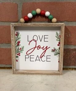 Petals And Blooms Home Decor Signs + Wall Decor Beaded Wood Holiday Block Sign 5 Petals And Blooms Home Decor Signs + Wall Decor Beaded Wood Holiday Block Sign
